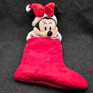 Gemmy Red Minnie Mouse Animated Musical Singing Christmas Stocking Ears Move 20"